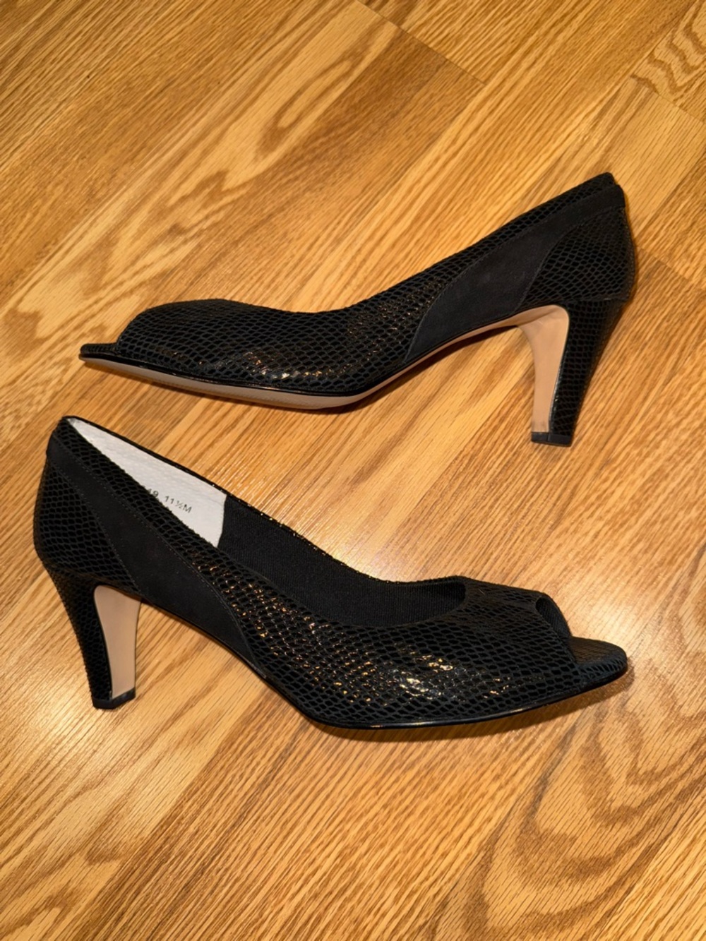 Ros Hommerson Open-Toe Faux Snakeskin and Suede‎ Heels sz 11.5M